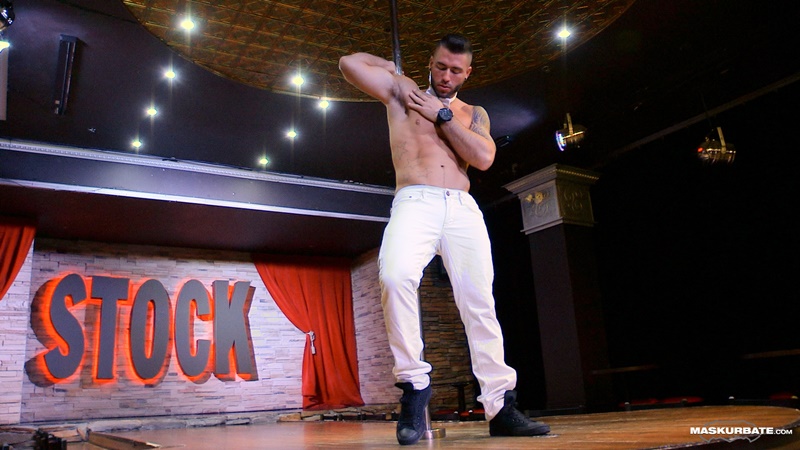 Maskurbate Unmasked live professional male stripper Junior Montreal Stock bar stage muscled body sexy athletic young dude big thick dick 003 gay porn sex gallery pics video photo - Maskurbate Junior strips down on Montreal’s Stock bar stage