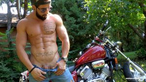 Maskurbate ripped naked big muscle man Zack huge thick long dick solo jerk off cumshot sexy muscled hunk beard facial hair ripped abs 001 gay porn sex gallery pics video photo 300x169 - Naked all American boy Alexander